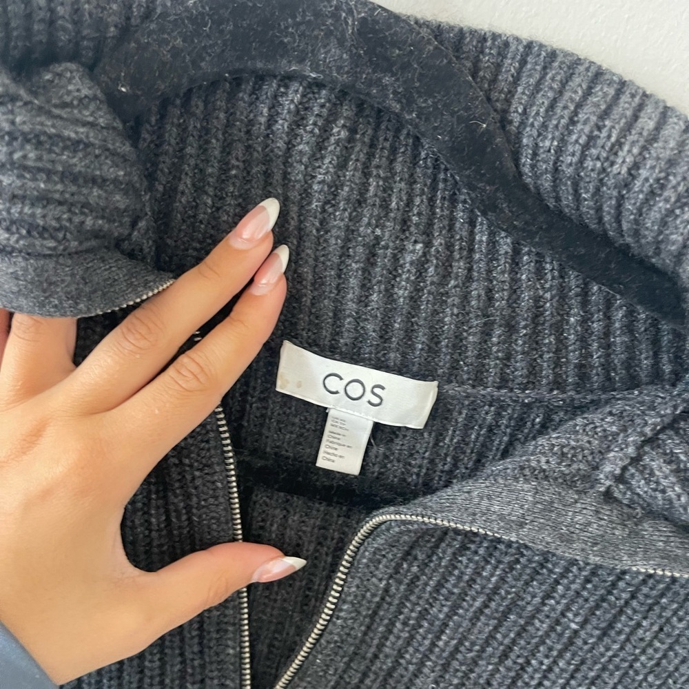 COS Grey Ribbed Half-Zip Sweater - Picture 4 of 5